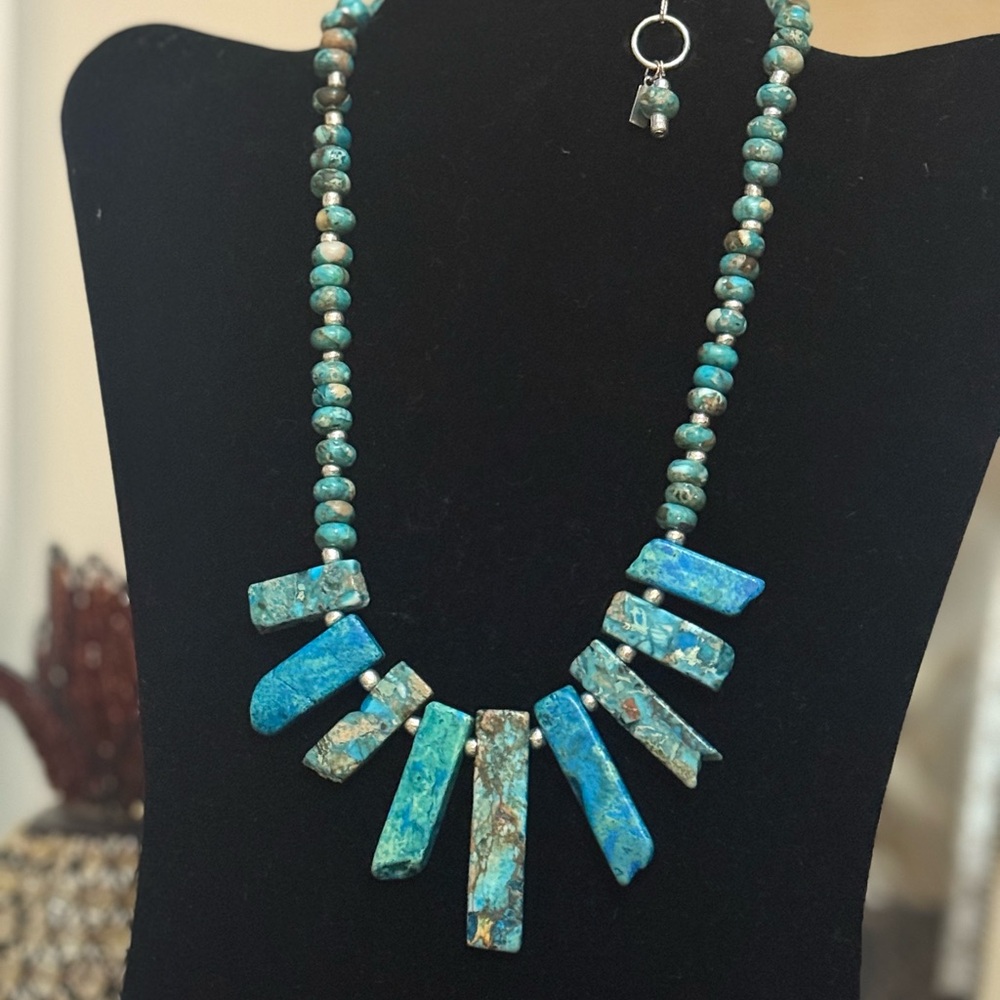 Dyed Imperial Jasper Hand Beaded Necklace